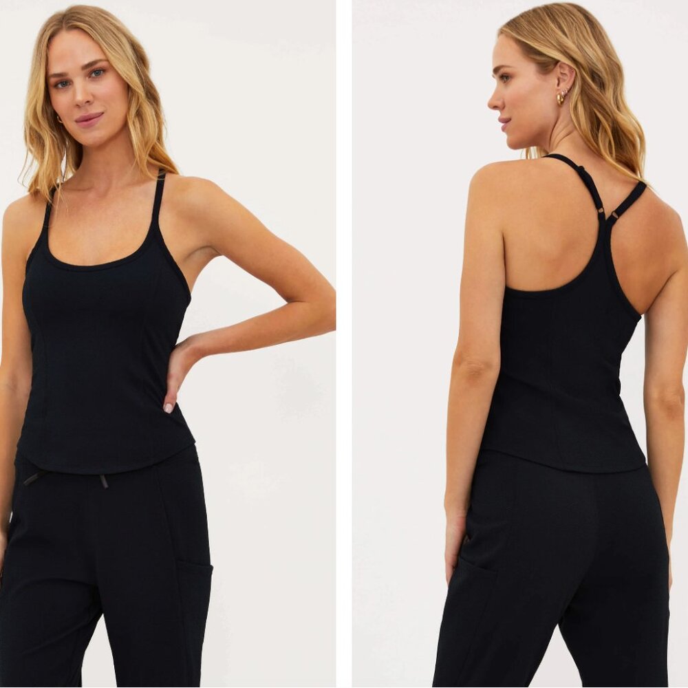 NWT Beach Riot Black Waffle Workout Top